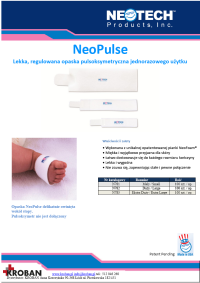 Neotech NeoPulse - Lekka, regulowana opaska pulsoksymetryczna jednorazowego uytku - pobierz kart produktu